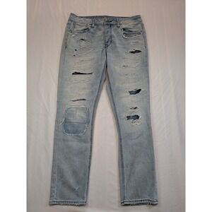 American Eagle Tomgirl Jeans Womens 4 Regular Light Wash Distressed Button Fly